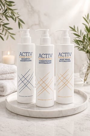 ACTIV BODY CARE 3’lü Bakım Seti – Şampuan + Saç Kremi + Duş Jeli 360 ml