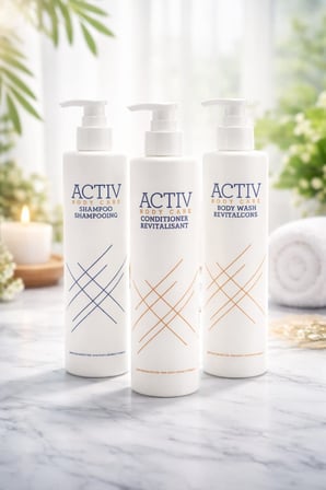 ACTIV BODY CARE 3’lü Bakım Seti – Şampuan + Saç Kremi + Duş Jeli 360 ml