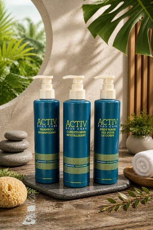 ACTIV Body Care Mavi Ambalajlı Canlandırıcı ve Nemlendirici  3 Lü Bakım Seti - Şampuan + Saç Kremi + Duş Jeli 360 ml