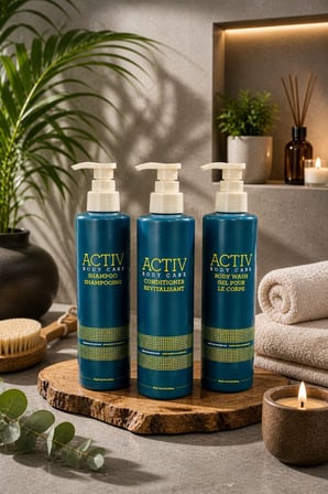 ACTIV Body Care Mavi Ambalajlı Canlandırıcı ve Nemlendirici  3 Lü Bakım Seti - Şampuan + Saç Kremi + Duş Jeli 360 ml