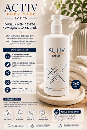 ACTIV Body Care Lotion Nemlendirici Vücut Losyonu 360 ml – Günlük Bakım ve Yoğun Nem Desteği