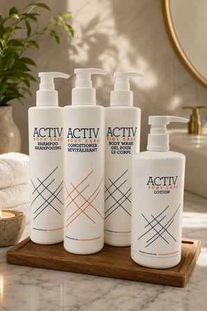ACTIV Body Care 360 ML Otel & Spa Bakım Seti – Şampuan, Saç Kremi, Duş Jeli ve Vücut Losyonu
