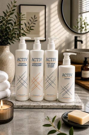 ACTIV Body Care 360 ML Otel & Spa Bakım Seti – Şampuan, Saç Kremi, Duş Jeli ve Vücut Losyonu