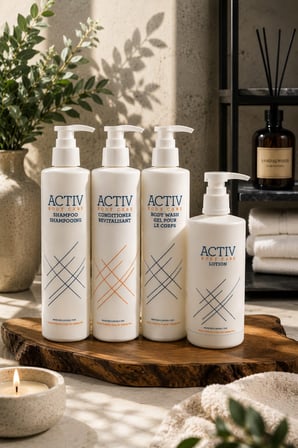 ACTIV Body Care 360 ML Otel & Spa Bakım Seti – Şampuan, Saç Kremi, Duş Jeli ve Vücut Losyonu