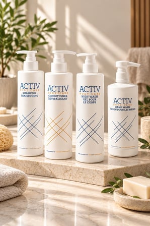 ACTIV Body Care 4'lü Bakım Seti 360 ml – Şampuan + Saç Kremi + Duş Jeli + Sıvı El Sabunu