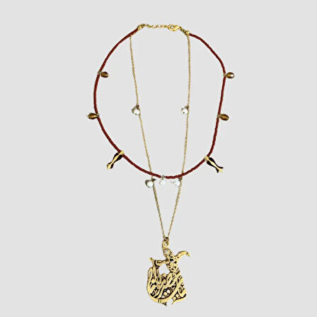 Uretti - Tuğba 6667 El Yapımı Semazen Figürlü Boncuk Kolye