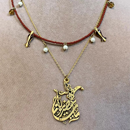 Uretti - Tuğba 6667 El Yapımı Semazen Figürlü Boncuk Kolye