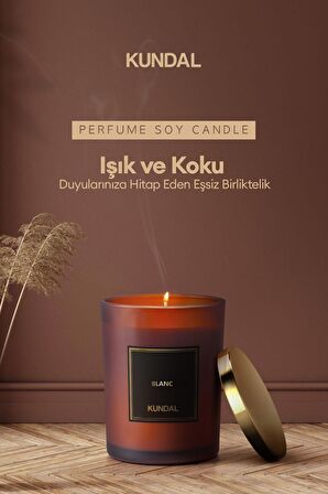 Parfümlü Doğal Soya Mumu KUNDAL Perfume Natural Soy Wax Candle 500G (Blanc)