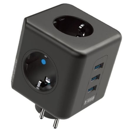 Roichil® Isıya Dayanıklı Termal Akım Korumalı ve Çocuk Korumalı 3 Priz Girişli 3 USB Girişli Küp Priz