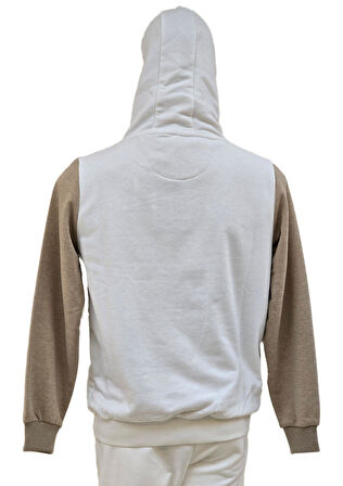 Campione 1099102 Erkek Kapşonlu Sweatshirt  Off White/Camel