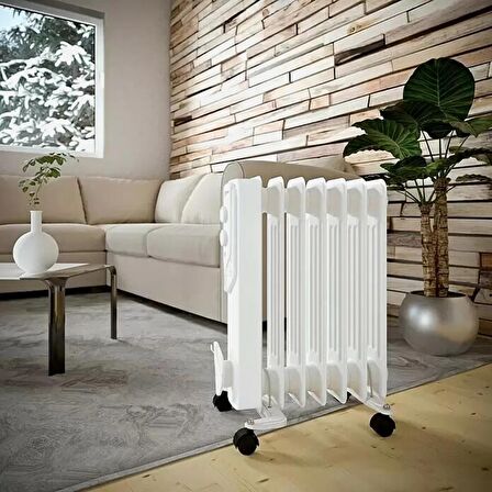 Voltomat Termostatlı 1500 W 7 Dilim Yağlı Radyatör Beyaz ısıtıcı