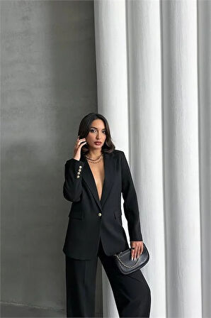 Dipmoda kadın gold düğme detaylı blazer ceket DPG077