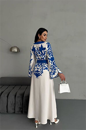 Dipmoda kadın atlas kumaş düğme detaylı elbise DPMS2507