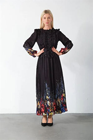 Dipmoda kadın beyaz kuşaklı tasarım elbise DPMS42156