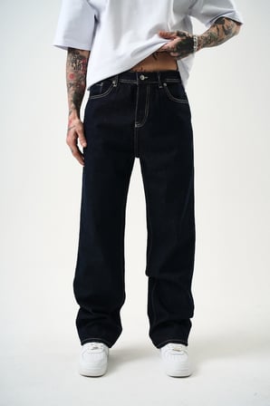 Erkek Washed Baggy Pantolon Lacivert