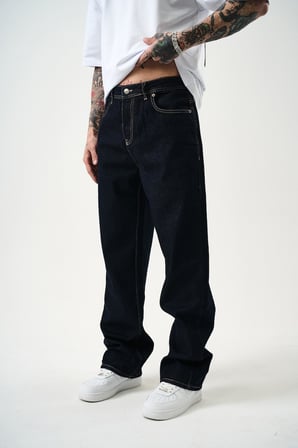 Erkek Washed Baggy Pantolon Lacivert