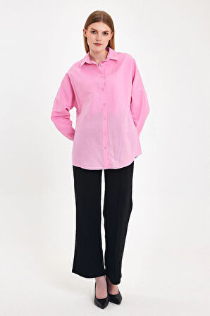  Oversize Uzun Basic Gömlek 