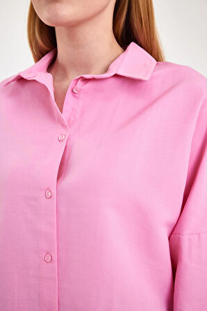  Oversize Uzun Basic Gömlek 