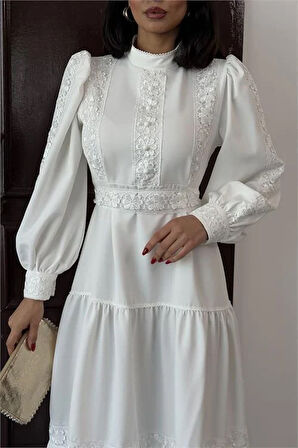 Kadın tasarım dantel detaylı maxi boy likralı elbise DPMS2532