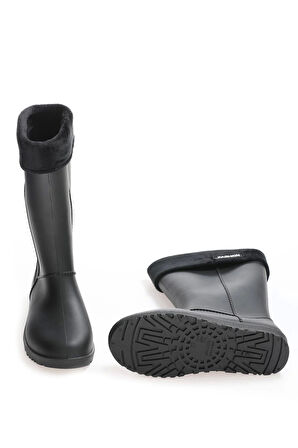 Kadın Kışlık PVC İçi Sıcak Astarlı Su Geçirmez Çizme Siyah
