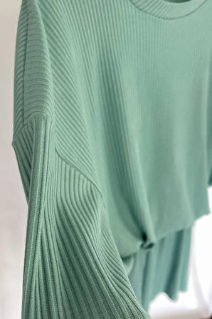 Mint Rengi Salaş Şort Takım