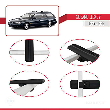 Subaru Legacy 2 (BD) 1994-1999 Arası ile Uyumlu BASIC Model Ara Atkı Tavan Barı Siyah 2 Adet