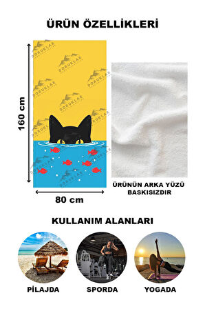 Modern Desenli Dijital Baskı Plaj Deniz Havlusu Peştamal 80x160 CM PİKA09