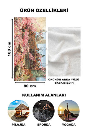 Modern Desenli Dijital Baskı Plaj Deniz Havlusu Peştamal 80x160 CM PİKA13
