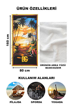 Modern Desenli Dijital Baskı Plaj Deniz Havlusu Peştamal 80x160 CM PİKA17