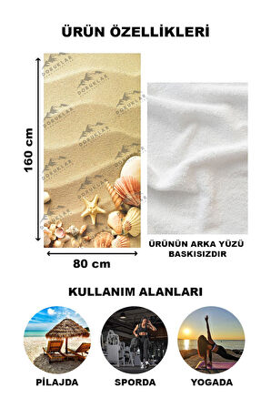 Modern Desenli Dijital Baskı Plaj Deniz Havlusu Peştamal 80x160 CM PİKA19