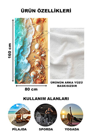 Modern Desenli Dijital Baskı Plaj Deniz Havlusu Peştamal 80x160 CM PİKA20