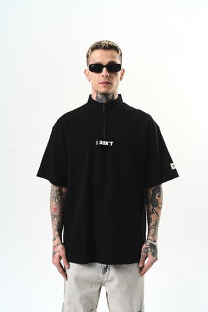 Erkek I Don't Nakışlı Oversize T-Shirt Siyah