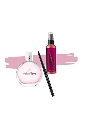 Wish Of Love + Attraction Sensation Vücut Spreyi + Glimmerstick Suya Dayanıklı Göz Kalemi
