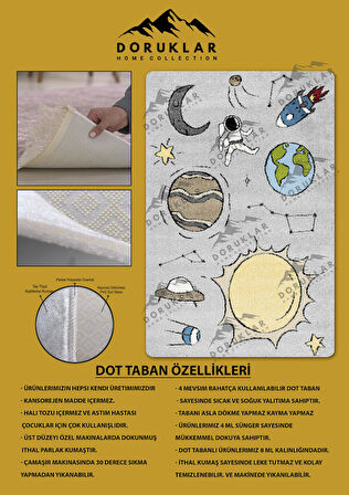 Kaymaz Taban Makinede Yıkanabilir Dijital Baskı Çocuk Odası Halısı Dot Taban Nes Kids Serisi Halı Neskd01