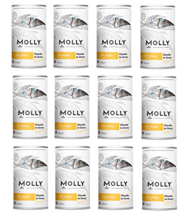 Molly Tavuklu Gravy Soslu Kedi Konservesi 400 Gr. X 12 Adet