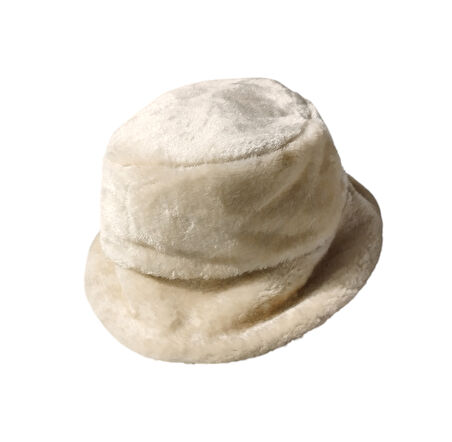 Kadın Kürk Bucket Kova Şapka Ekru