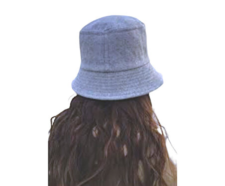 Kışlık Kaşe Bucket Kova Şapka Gri