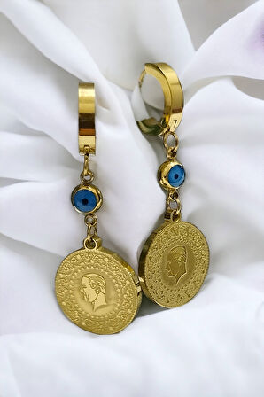 Kadın Ata Model Altın Renk Çelik Küpe