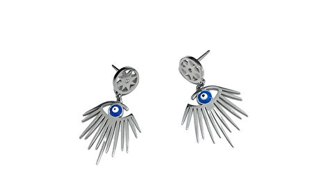 Kadın Çelik Küpe Nazar Boncuklu Göz Detaylı