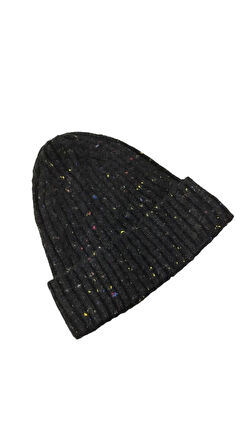 Kırçıllı Efektli Örgü Bere Siyah