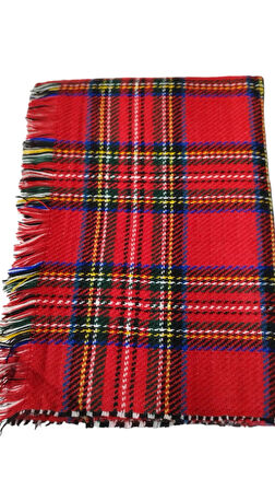 Kadın İskoç Çifttaraflı Kışlık Şal Kırmızı