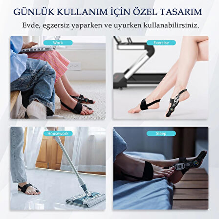 Ayarlı Ayak Başparmak Kemik Düzeltici Halluks Valgus Baş Parmak Eğriliği Düzeltme Aparatı Gece Ateli Siyah Renk