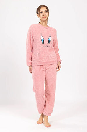Kadın Kışlık Peluş Pijama Takımı Tweety Takım Tampap 8170