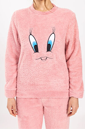 Kadın Kışlık Peluş Pijama Takımı Tweety Takım Tampap 8170