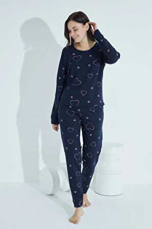 Kadın Desenli Pijama Takımı Bisiklet Yaka Waynap 957