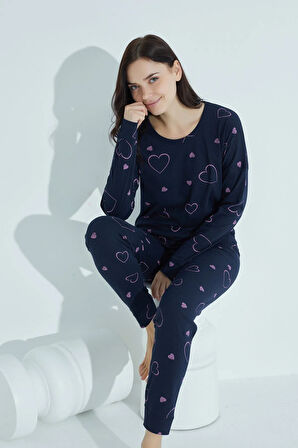 Kadın Desenli Pijama Takımı Bisiklet Yaka Waynap 957