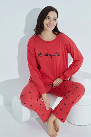Kadın Desenli Pijama Takımı Bisiklet Yaka Waynap 950