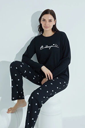 Kadın Desenli Pijama Takımı Bisiklet Yaka Waynap 950
