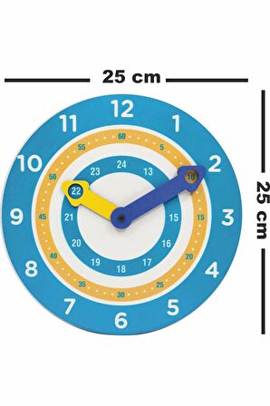 Montessori Renkli Hareketli Akrep Yelkovan Ahşap Saat Öğrenme Oyuncağı