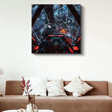 Gelecek Kokpiti - Hologram Şehir Anime Kanvas Tablo